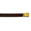 54" Brown Web Belt W/Gold Buckle